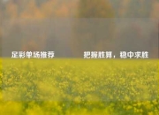 足彩单场推荐👈把握胜算，稳中求胜