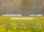18006期足彩预测对阵表🥈2023年18006期足彩预测对阵表分析与建议