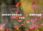 福利彩票专家推荐号码🥈揭秘神秘的摇奖密码