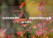足球彩票推荐群🥇揭秘高胜率的投注策略与技巧