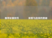 推荐彩票软件🥇探索与选择的奥秘