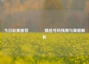 今日彩票推荐🥈精选号码预测与策略解析