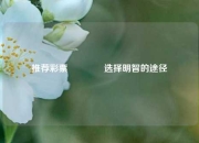推荐彩票🌈选择明智的途径