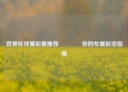 世界杯球赛彩票推荐🌈你的专属彩池指南