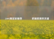 21092期足彩推荐🥈把握胜算的关键