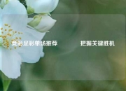 竞彩足彩单场推荐🥈把握关键胜机