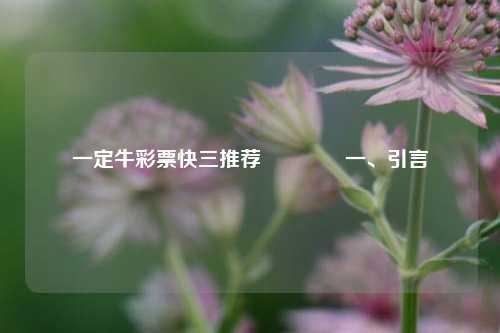 一定牛彩票快三推荐🏅一、引言
