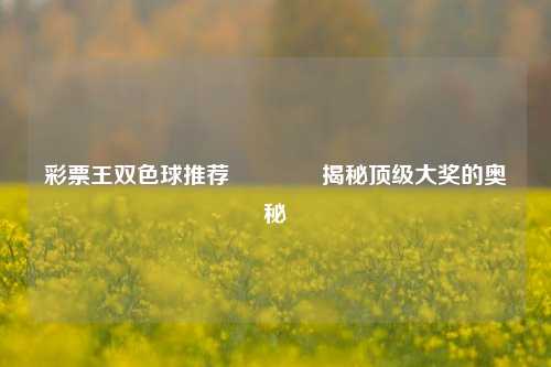 彩票王双色球推荐🥈揭秘顶级大奖的奥秘