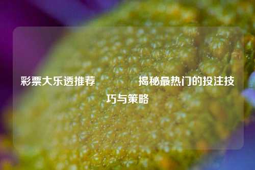 彩票大乐透推荐🌈揭秘最热门的投注技巧与策略