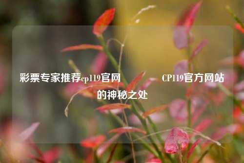 彩票专家推荐cp119官网🏆CP119官方网站的神秘之处