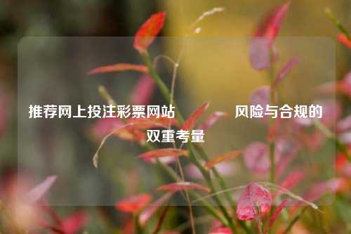 推荐网上投注彩票网站🥉风险与合规的双重考量