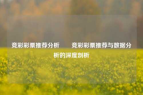 竞彩彩票推荐分析✌️竞彩彩票推荐与数据分析的深度剖析