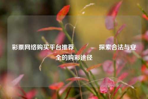 彩票网络购买平台推荐🌈探索合法与安全的购彩途径