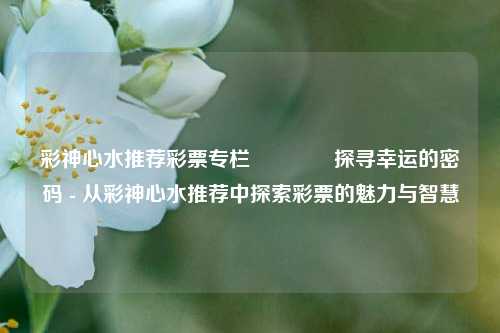 彩神心水推荐彩票专栏👍探寻幸运的密码 - 从彩神心水推荐中探索彩票的魅力与智慧
