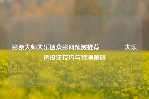 彩票大师大乐透众彩网预测推荐🥉大乐透投注技巧与预测策略