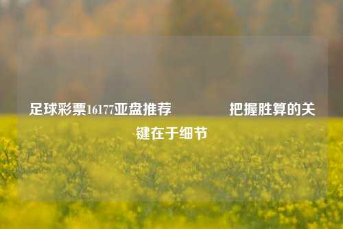 足球彩票16177亚盘推荐🥈把握胜算的关键在于细节