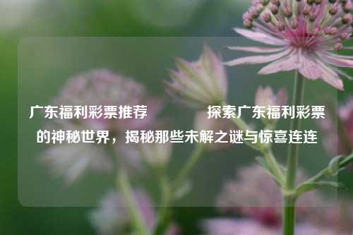 广东福利彩票推荐🏆探索广东福利彩票的神秘世界，揭秘那些未解之谜与惊喜连连