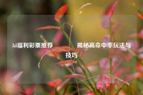 3d福利彩票推荐🌈揭秘高命中率玩法与技巧