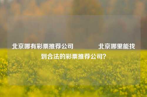 北京哪有彩票推荐公司👈北京哪里能找到合法的彩票推荐公司？