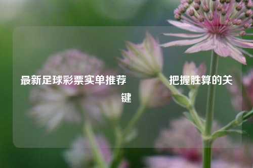 最新足球彩票实单推荐👈把握胜算的关键
