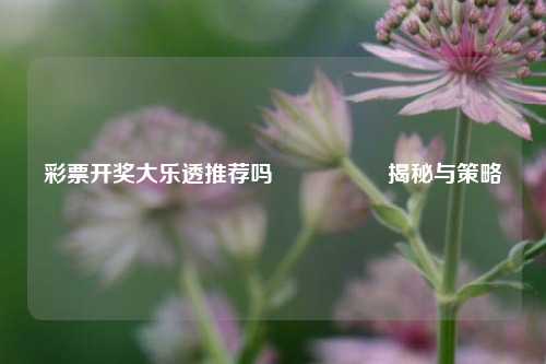 彩票开奖大乐透推荐吗🎖️揭秘与策略