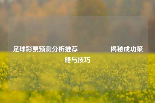 足球彩票预测分析推荐🎖️揭秘成功策略与技巧