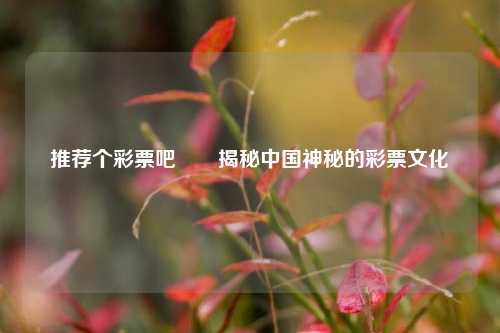推荐个彩票吧✌️揭秘中国神秘的彩票文化