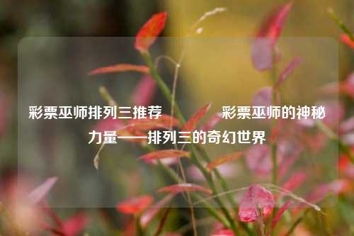彩票巫师排列三推荐👉彩票巫师的神秘力量——排列三的奇幻世界