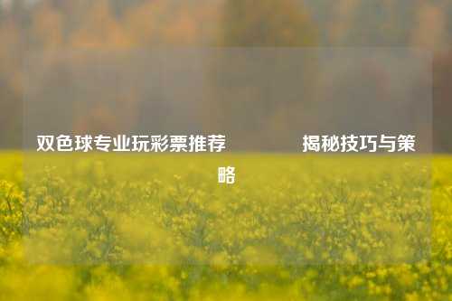 双色球专业玩彩票推荐🥈揭秘技巧与策略
