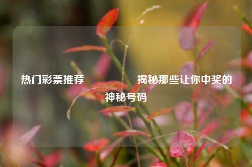 热门彩票推荐🎖️揭秘那些让你中奖的神秘号码