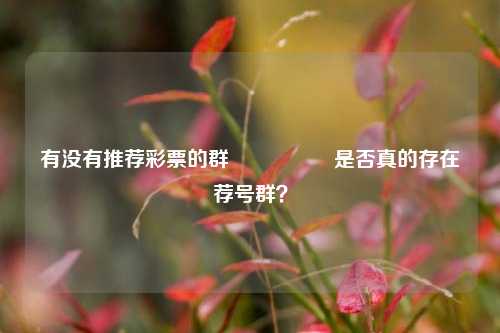有没有推荐彩票的群🎖️是否真的存在荐号群？