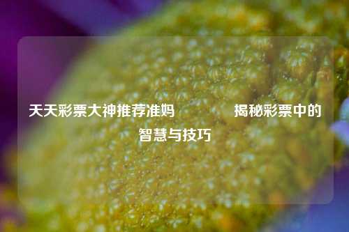 天天彩票大神推荐准妈🏆揭秘彩票中的智慧与技巧