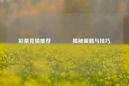 彩票竞猜推荐🥈揭秘策略与技巧