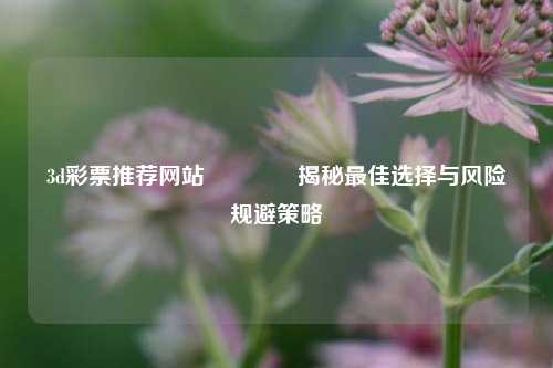 3d彩票推荐网站🥉揭秘最佳选择与风险规避策略