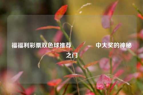福福利彩票双色球推荐🏅中大奖的神秘之门