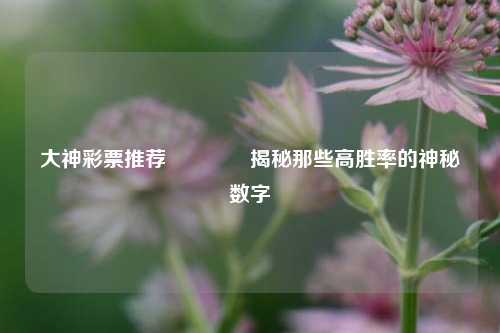 大神彩票推荐🌈揭秘那些高胜率的神秘数字