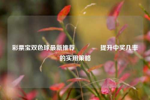 彩票宝双色球最新推荐👉提升中奖几率的实用策略