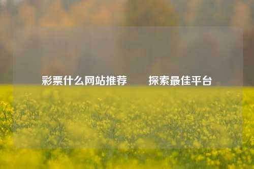 彩票什么网站推荐✌️探索最佳平台