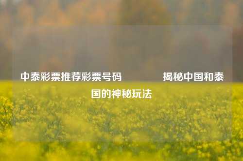 中泰彩票推荐彩票号码👉揭秘中国和泰国的神秘玩法