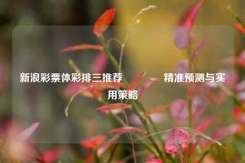 新浪彩票体彩排三推荐🥉精准预测与实用策略
