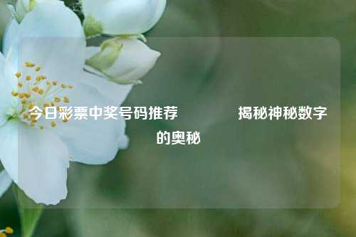 今日彩票中奖号码推荐🏅揭秘神秘数字的奥秘
