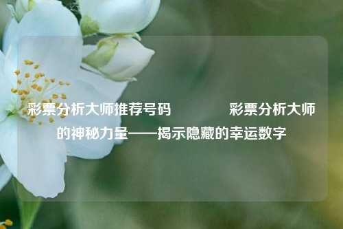 彩票分析大师推荐号码👍彩票分析大师的神秘力量——揭示隐藏的幸运数字