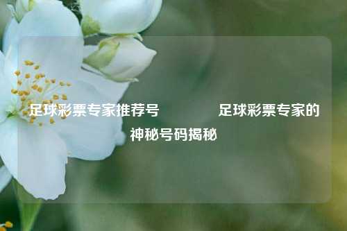 足球彩票专家推荐号👉足球彩票专家的神秘号码揭秘