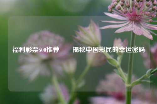 福利彩票500推荐✌️揭秘中国彩民的幸运密码