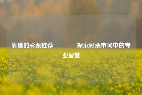 靠谱的彩票推荐🥉探索彩票市场中的专业智慧