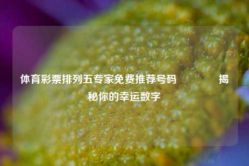 体育彩票排列五专家免费推荐号码🥇揭秘你的幸运数字