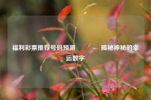 福利彩票推荐号码预测🏆揭秘神秘的幸运数字