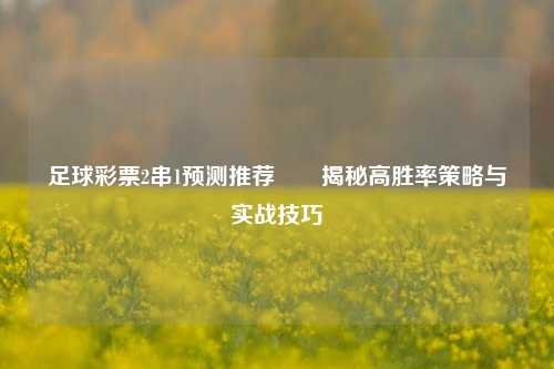 足球彩票2串1预测推荐✌️揭秘高胜率策略与实战技巧