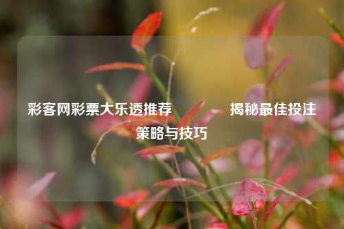 彩客网彩票大乐透推荐👍揭秘最佳投注策略与技巧
