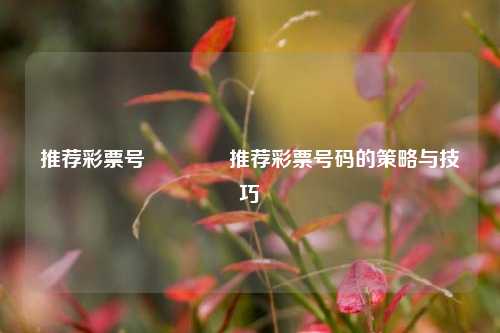 推荐彩票号🏅推荐彩票号码的策略与技巧